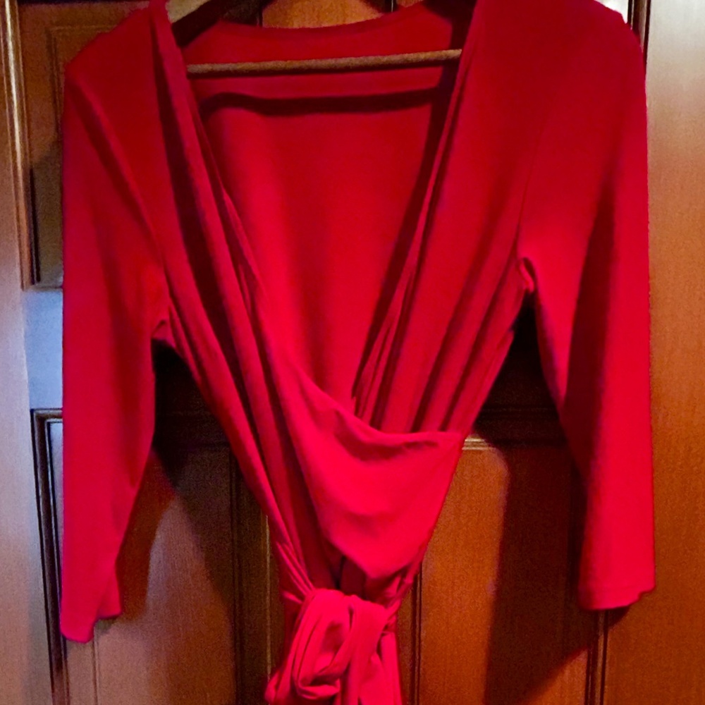 Faux wrap stretchy red dress- Christmas party, work, date night